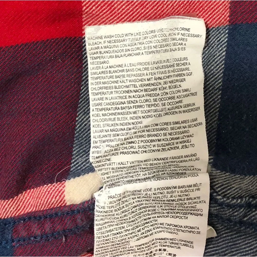 Vans Men's Box Flannel T Shirt, red, blue, white, size L, square pattern, cotton - Picture 8 of 8